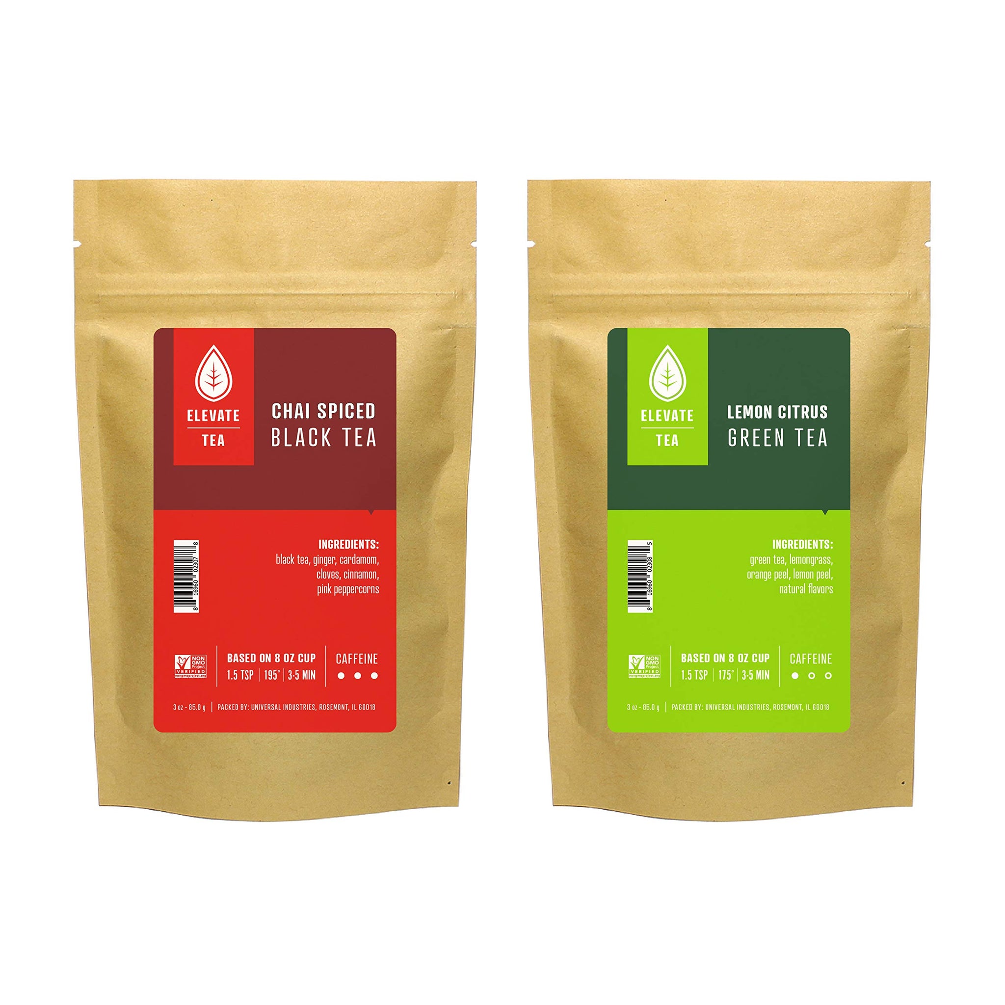 ELEVATE TEA Loose Leaf Tea Variety Pack, Tea Assortment with Chai Tea & Green Tea, Hot & Iced Tea, No Artificials, 2 Pack