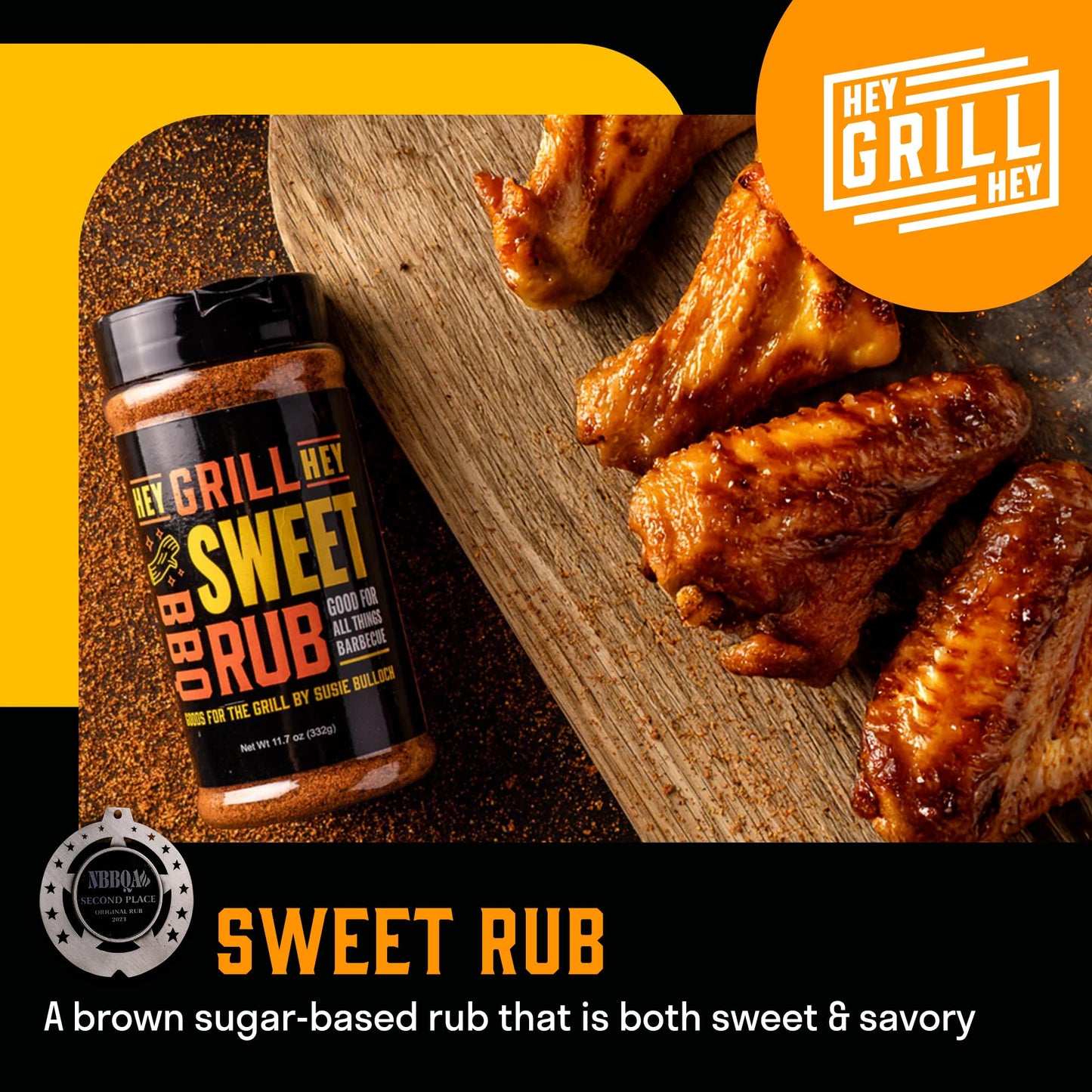 Hey Grill Hey | Chicken Wing Seasoning & Sauce Kit | All-in-one Crispy Batter, BBQ Rub, and Sweet Heat BBQ Sauce | Wing Night: Smoked & Fried Wing Kit
