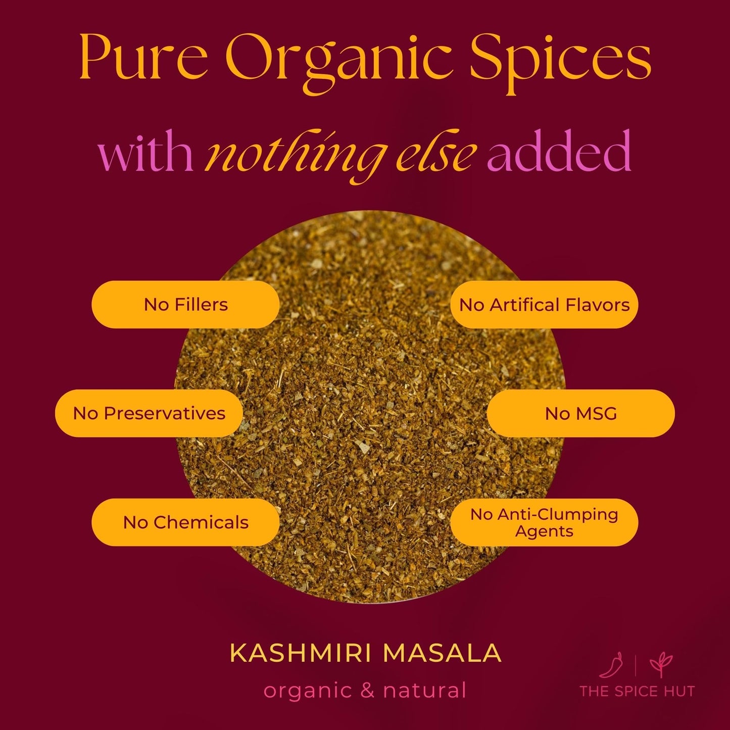 Organic Kashmiri Masala Spice Powder, No Salt, Aromatic Indian Curry Powder Seasoning for Cooking Easy Indian Food at Home / Biryani, Stews