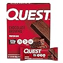 Quest Nutrition Chocolate Brownie Protein Bars, 20g Protein, 4g Net Carbs, 1g Sugar, High Fiber, Gluten Free, Keto Friendly, 4 Count