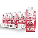 Pirq Plant Based Protein Shake, 21g Vegan Protein, 25 Superfoods, Zero Sugar, Dairy-Free, Gluten-Free, and Soy-Free, (12 Pack, Strawberry)