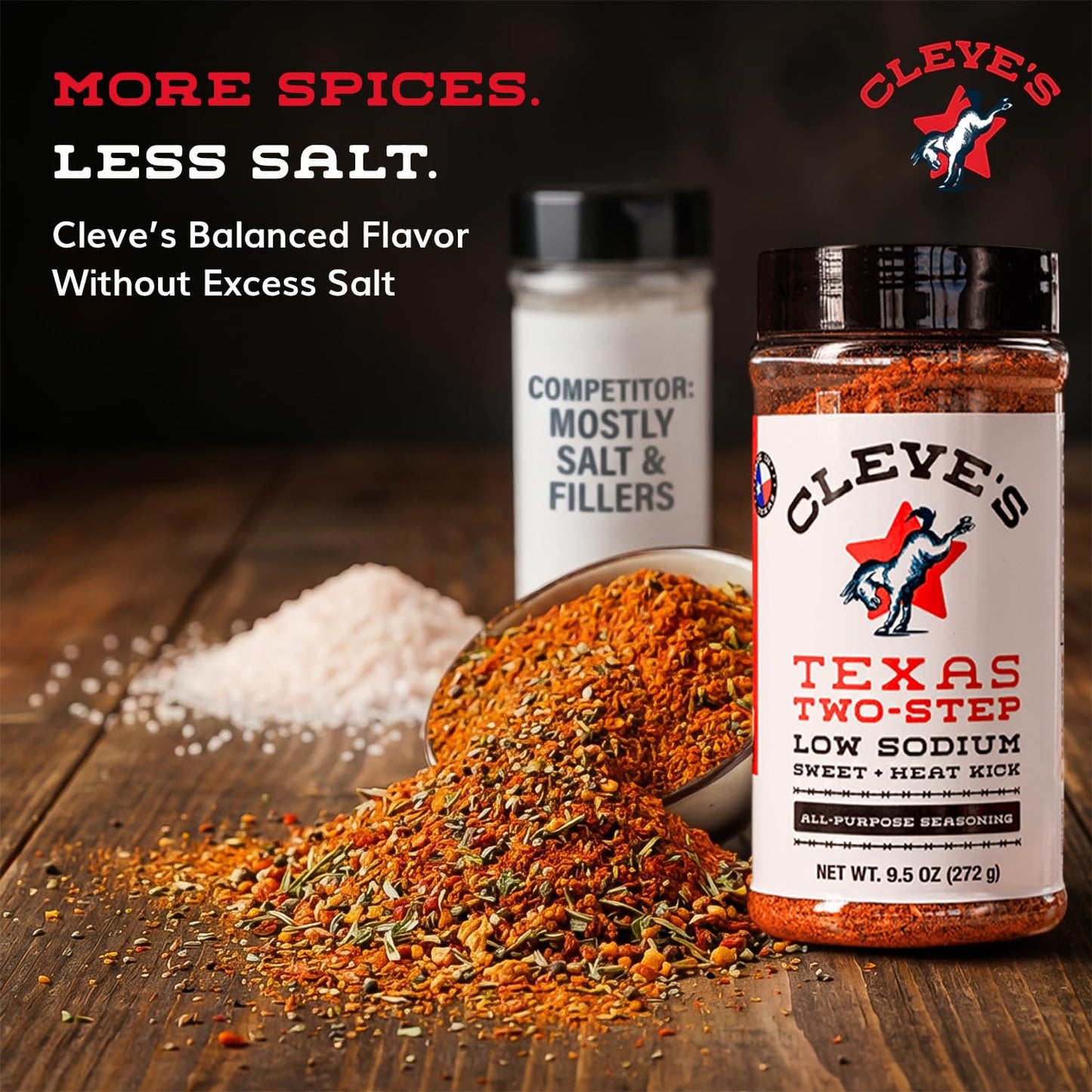 Cleve's Gourmet All Purpose Texas Two Step Seasoning, Sweet Heat Seasoning for Grilling & Cooking, Seasoning with Bright Herbs & Warm Spices, 9.5 oz