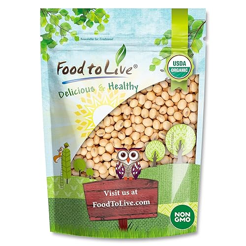 Food to Live Organic Soybeans, 5 Pounds - Dry Soy Beans, Pure and Natural, Nutritious Snack, High-Protein, Perfect for Soy Milk, Tofu, Cooking, Baking