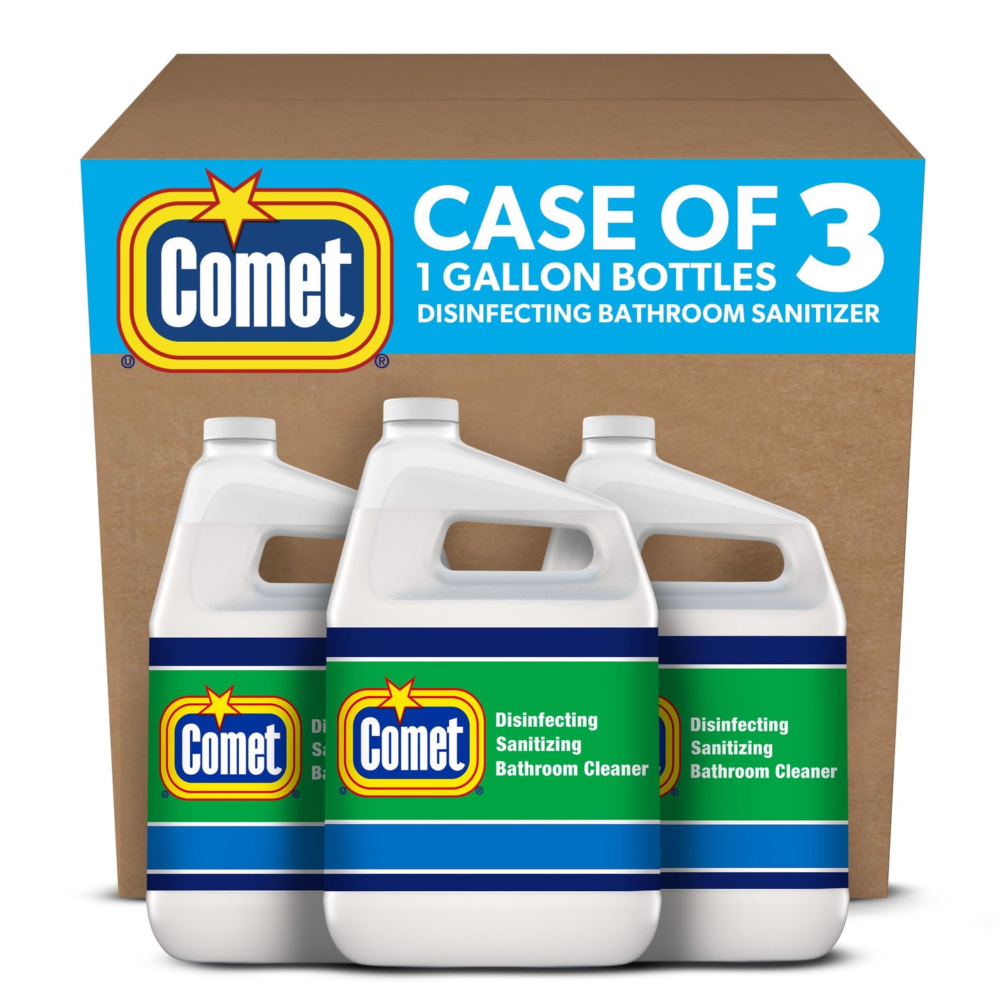 Comet Disinfecting-Sanitizing Bathroom Cleaner, One Gallon Bottle, Case of 3