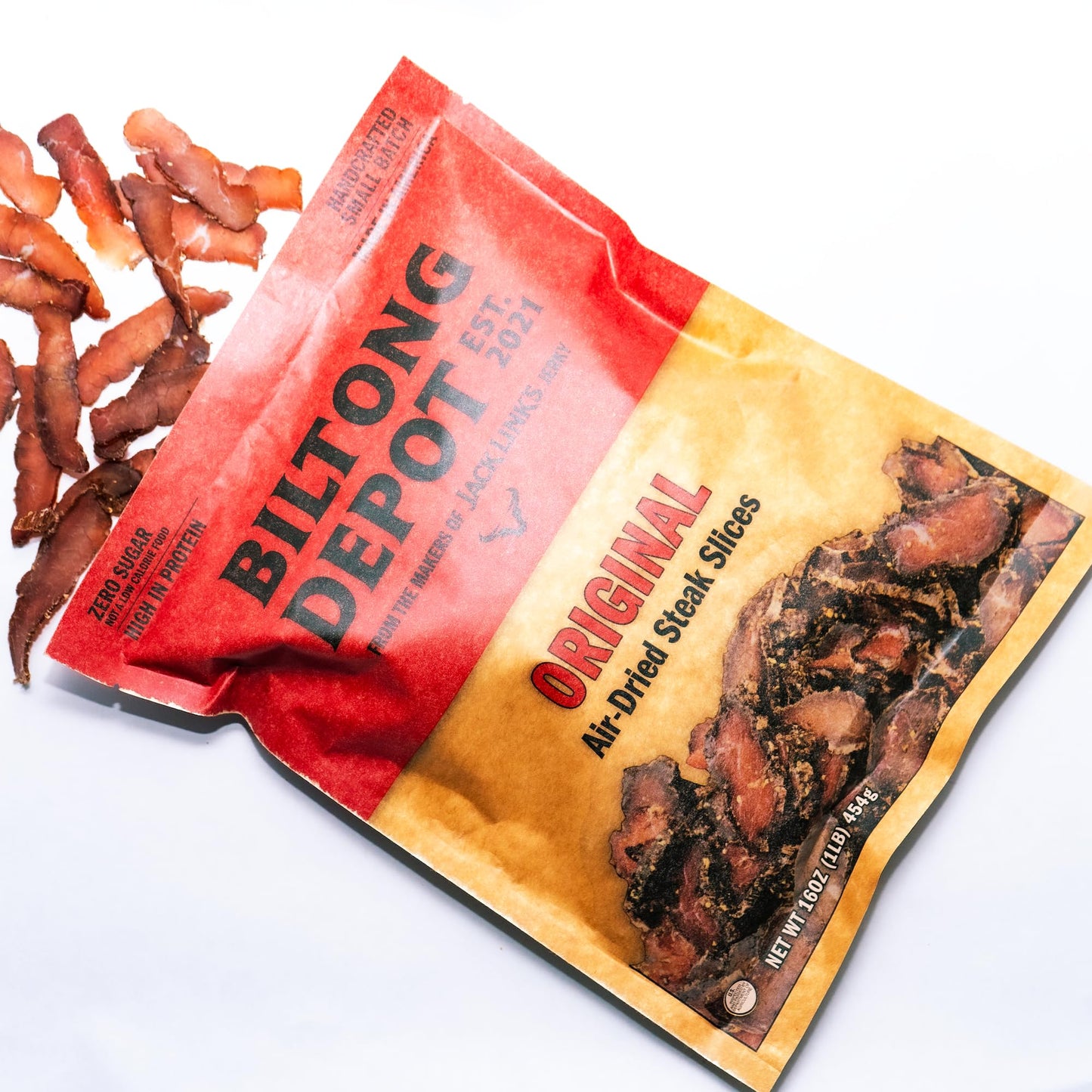 Biltong Depot Lean Original Biltong Slices - 1lb (16oz) | Air-Dried Beef Jerky Snack | High Protein | Paleo & Keto Friendly | Zero Sugar | Gluten Free