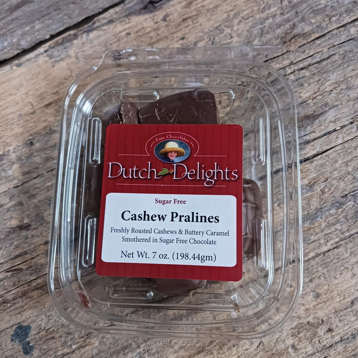 Walnut Creek Dutch Delights Sugar-Free Chocolate Cashew Pralines, Pack of Three 7-ounce Containers