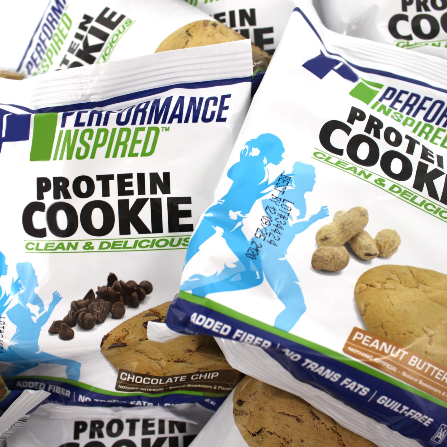 Performance Inspired Nutrition Mixed Protein Cookie Box - 12 Pack - 6 Chocolate Chip & 6 Peanut Butter - 15G Protein, 6-7G Fiber - All-Natural, No