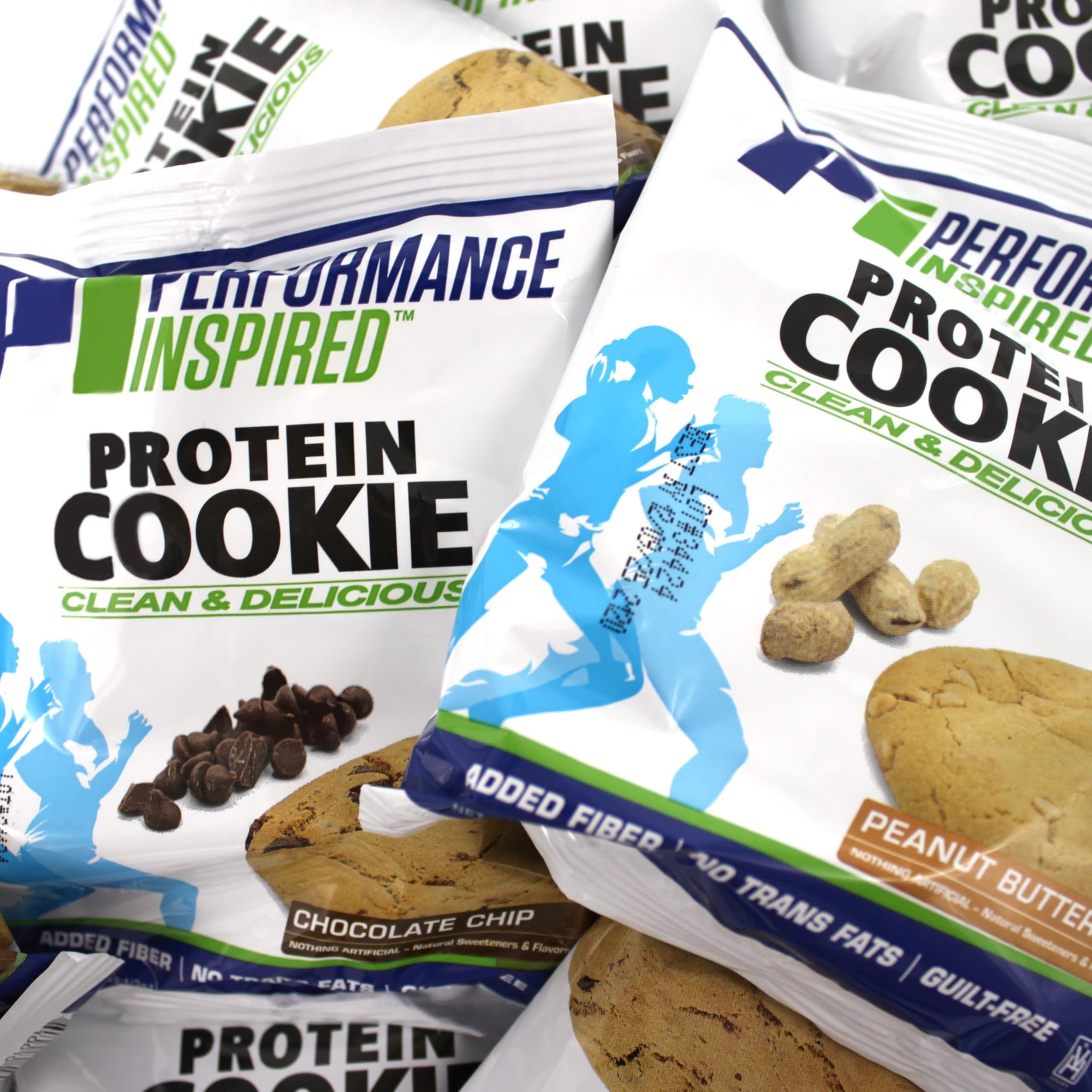 Performance Inspired Nutrition Mixed Protein Cookie Box - 12 Pack - 6 Chocolate Chip & 6 Peanut Butter - 15G Protein, 6-7G Fiber - All-Natural, No