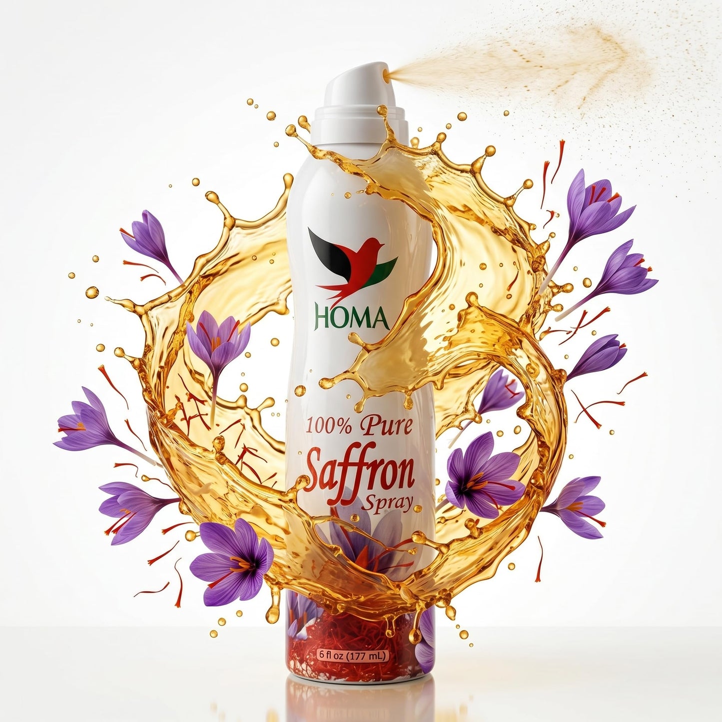 HOMA 100% Pure Saffron Spray, Premium Liquid Extract for Cooking and Baking, Natural Culinary Food Spray, 6 fl oz per Bottle, 2-Pack