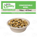 EcoQuality [25 Pack 16 oz Compostable Paper Bowls Heavy-Duty Disposable Bowls, Eco-Friendly Natural Bagasse Unbleached, Hot or Cold Use, 100%