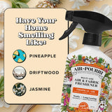 Air~Pourri Air + Fabric Multi-Purpose Odor Freshener Spray, Tropical Air, 11 Fl Oz - Pineapple, Jasmine and Sandalwood (New)