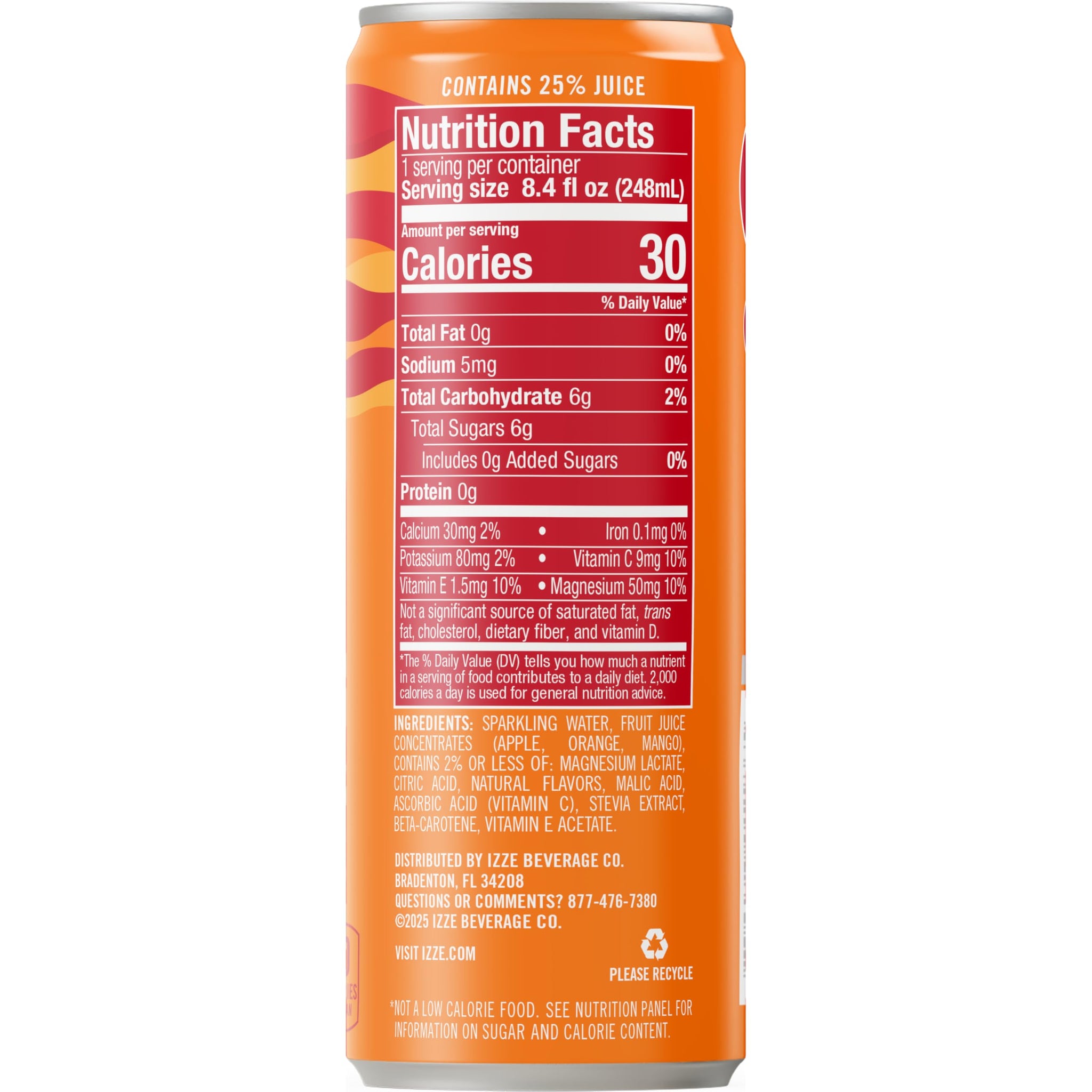 IZZE Thrive Sparkling Juice Variety Pack, Orange Mango + Black Cherry Apple, No Sugar Added, 8.4 FL OZ, 24 Cans