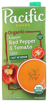 Pacific Foods Organic Low Sodium Red Pepper And Tomato Soup, 32 fz