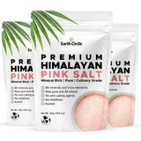 Earth Circle Premium Himalayan Unrefined Pink Fine Grain Salt, Pure Culinary Grade - Kosher, Nutrient and Mineral Dense, 1 Pound (Pack of 3)