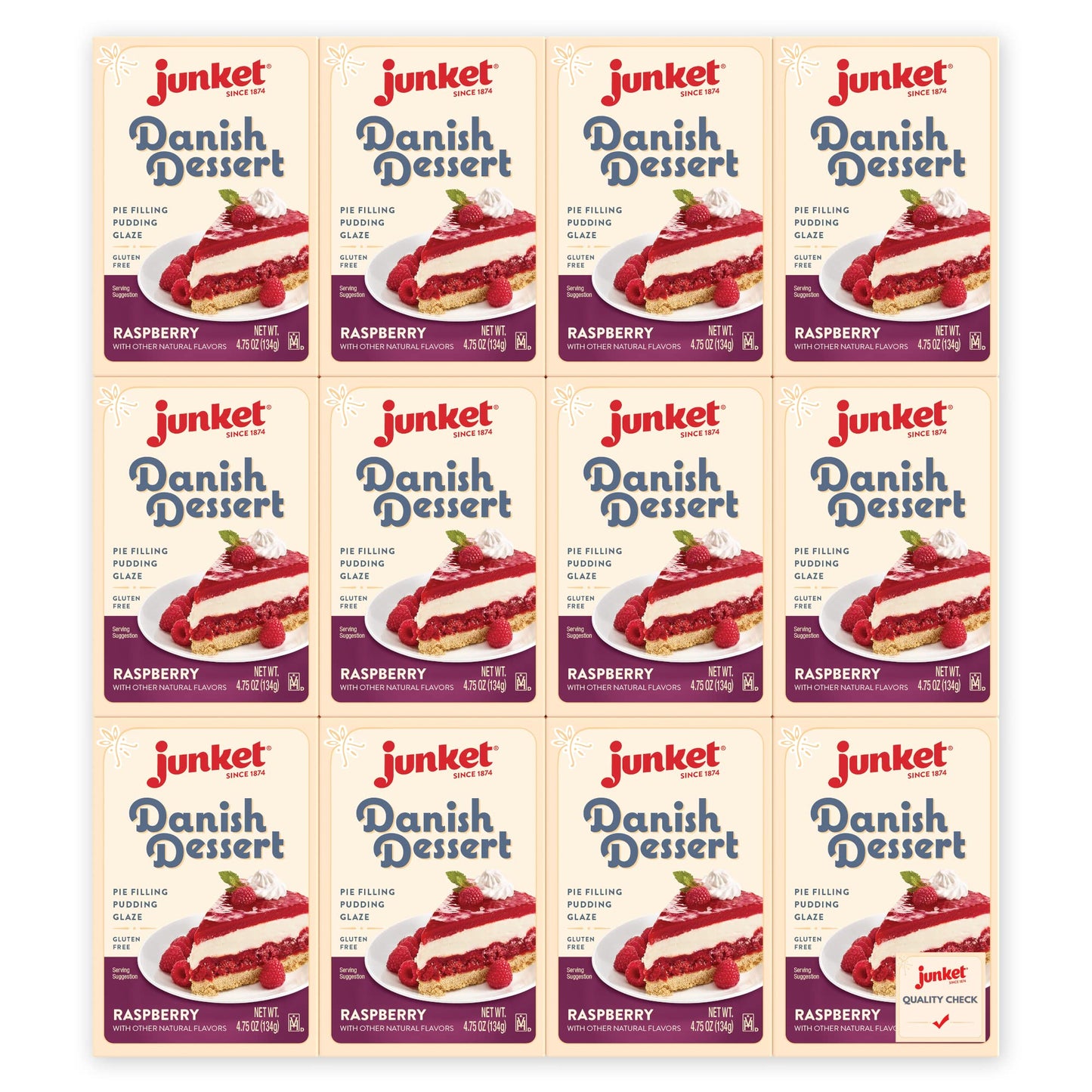 Junket Danish Dessert Raspberry Mix - for Raspberry Pie Filling, Cheesecake Topping, Sauces, Puddings, and Glazes. Easy! Add Water, Heat 60 Seconds