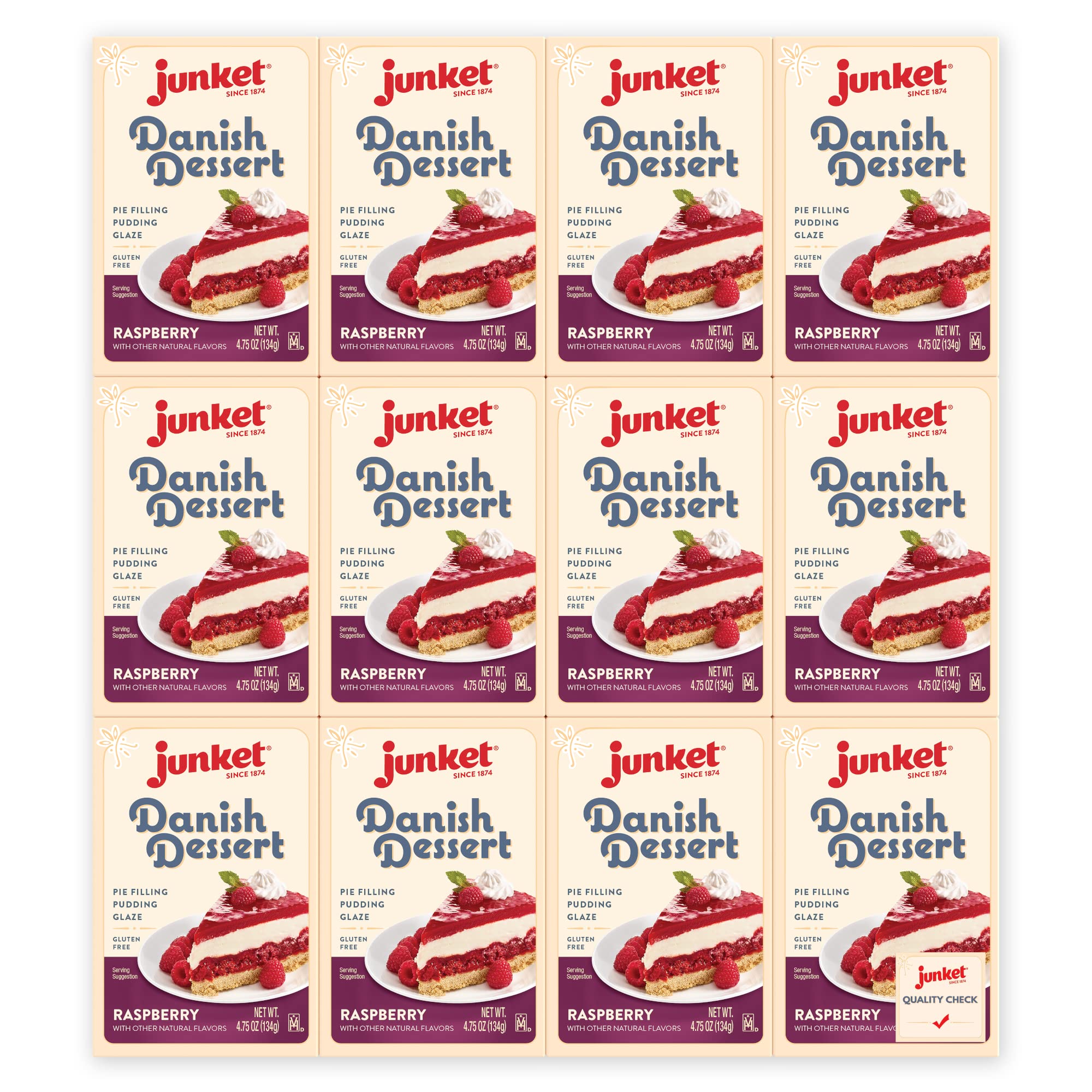Junket Danish Dessert Raspberry Mix - for Raspberry Pie Filling, Cheesecake Topping, Sauces, Puddings, and Glazes. Easy! Add Water, Heat 60 Seconds