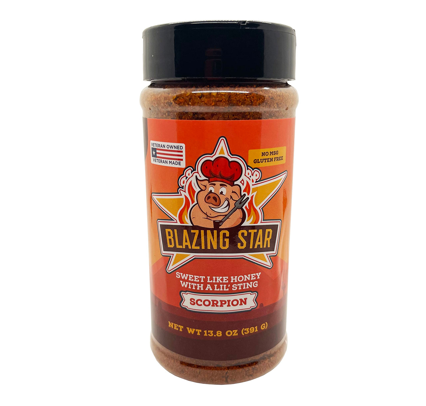 Blazing Star Scorpion Rub - Extra Spicy BBQ Rub with Trinidad Scorpion Peppers - Bold Seasoning for Ribs, Wings, Chicken, Pork, and Beef - Veteran