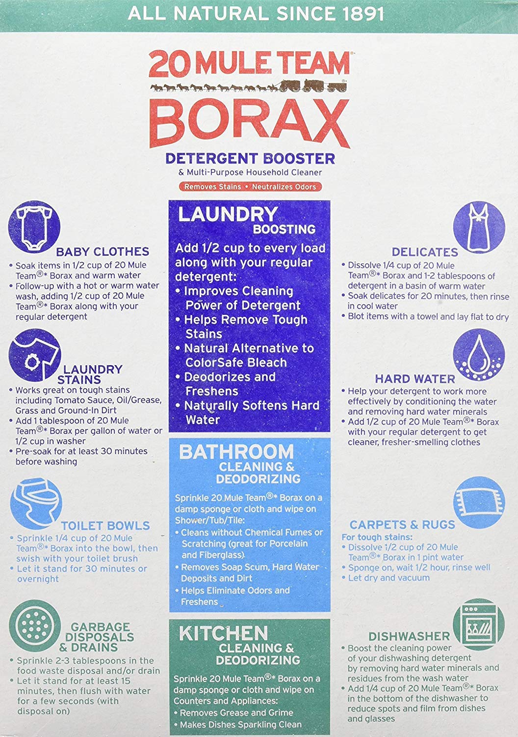 20 Mule Team Borax Natural Laundry Booster, 65 oz (Pack of 2)