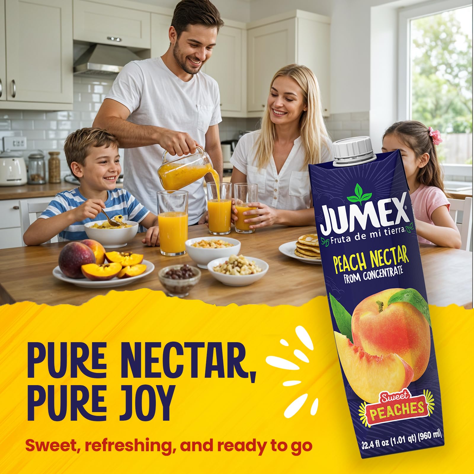 Jumex Peach Juice Nectar - Peach Nectar Made with Fresh Fruit Puree - Tropical Fruit Juice Concentrate for Smoothie Mix, Cocktail Mixers, Kids Drinks