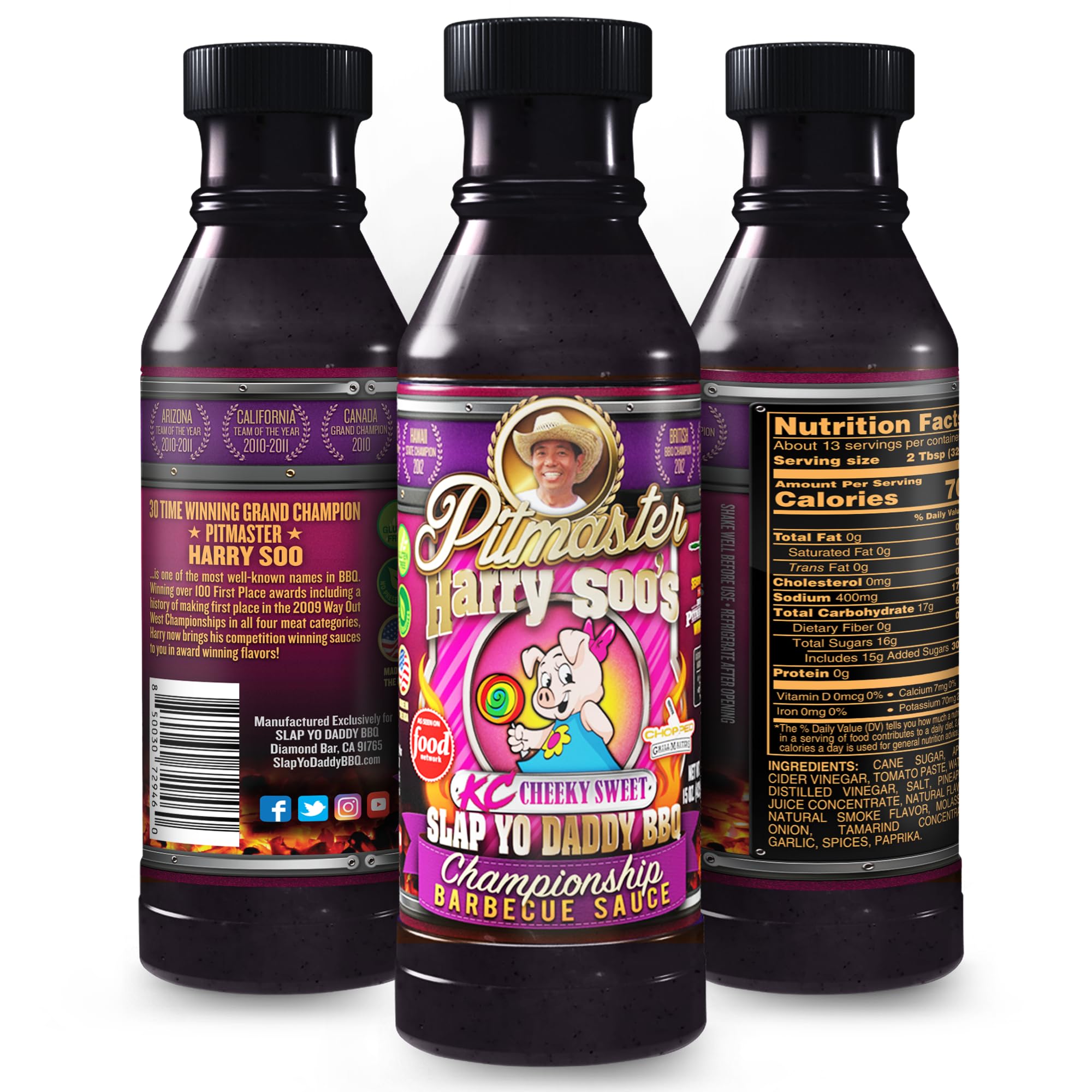 Slap Yo Daddy BBQ Sauce, KC Cheeky Sweet - Championship Kansas City Sauce From Pitmaster Harry Soo - Sweet and Fruity Barbecue Flavor for Smoking