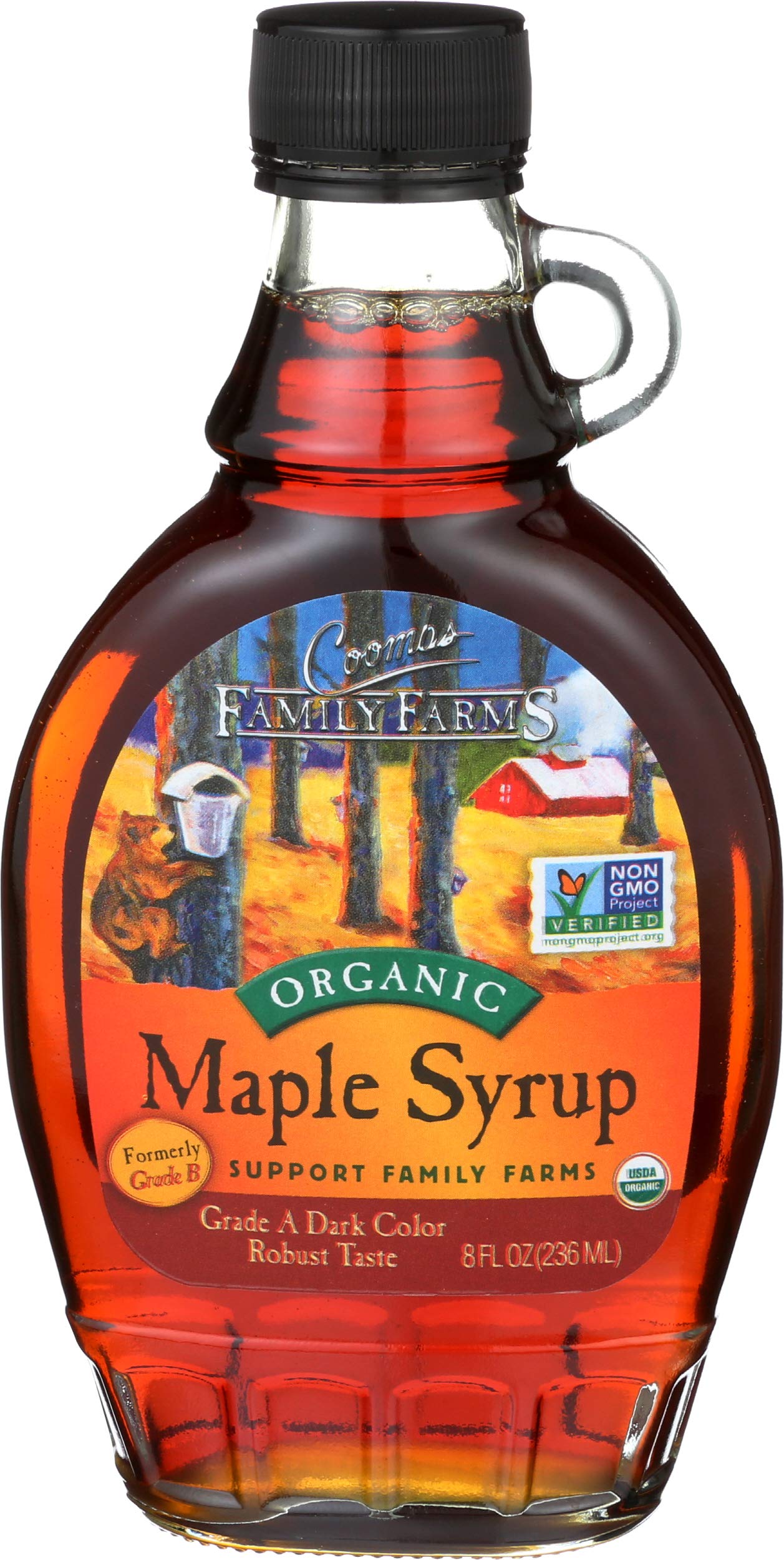 Coombs Family Farms Maple Syrup, Organic Grade A, Dark Color, Robust Taste, 8 Fl Oz