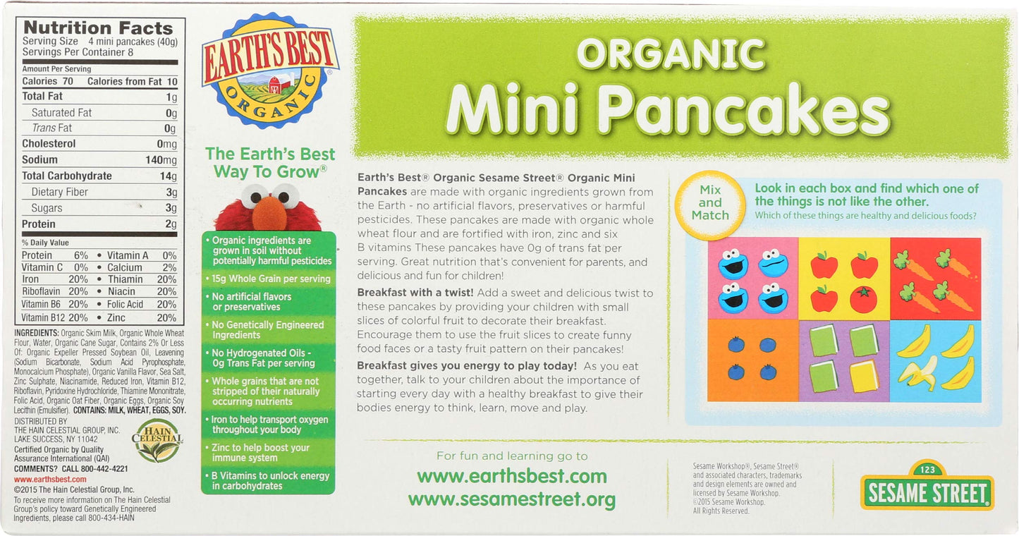 Earth's Best Organic Sesame Street Mini Homestyle Pancakes, 11.3 oz. Box