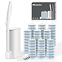 Disposable Toilet Brush with 70 Refills, Wall Mounted Toilet Bowl Cleaner Wand Kit and Holder, Bathroom Cleaning Supplies, Toilet Scrubber Disposable