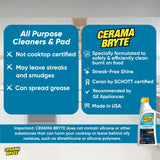 Cerama Bryte Glass Cooktop and Stove Top Cleaner Combo Kit - Includes Cleaning Tool, Razor, Scraper and 1 Pad to Remove Tough Stains - Use on Gas