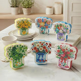 Bulimumu 3-Layer Floral Vase Dish Sponge (6 Pack) - Swedish Dishcloth Top + Soft Sponge Middle + Smart Temperature-Sensing Scrubber - Dual-Action