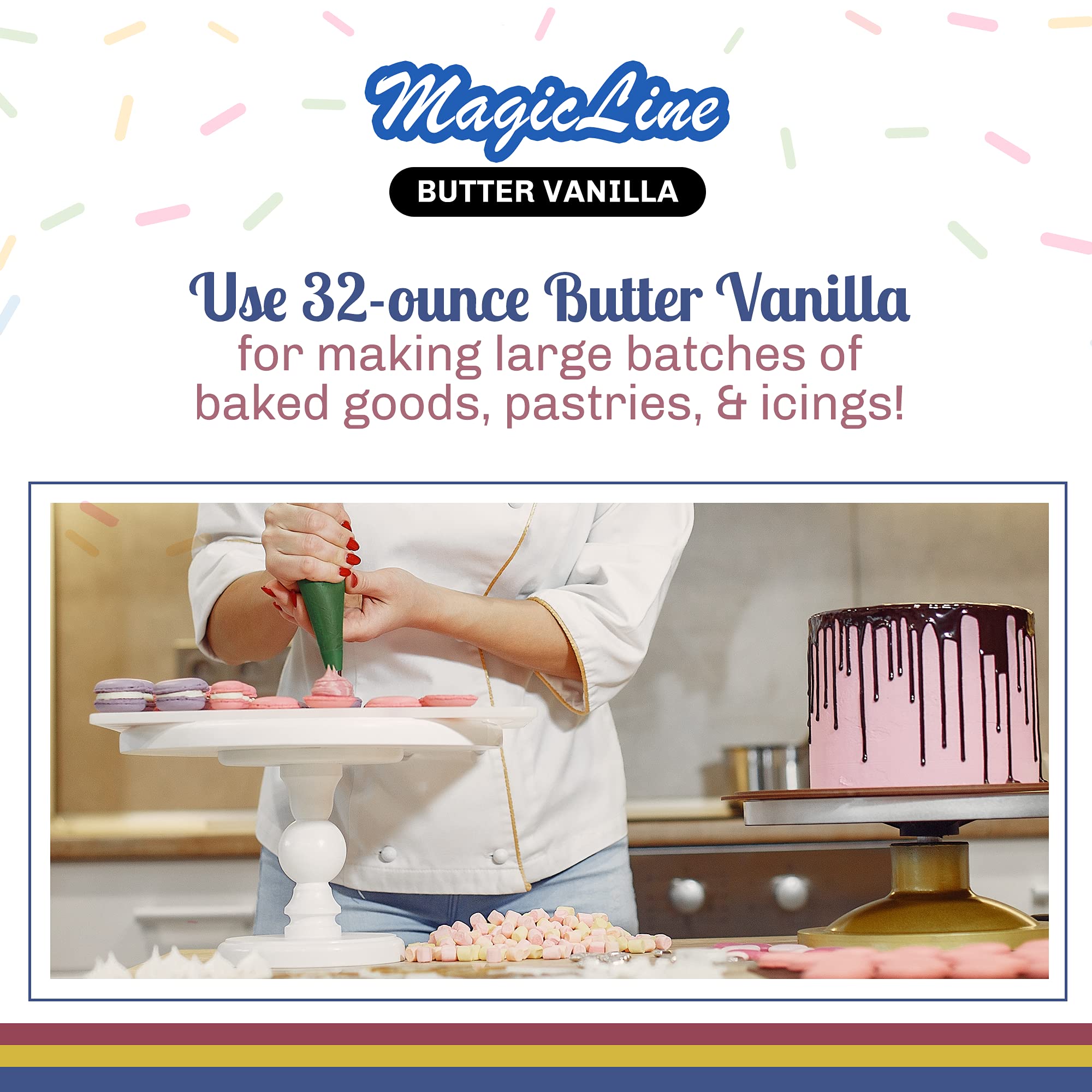 Magic Line Butter Vanilla Flavoring Oil for Baking - Replaces Vanilla Flavor Extracts (32 Ounces)