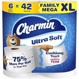 Charmin Ultra Soft Cushiony Touch Toilet Paper, 6 Family Mega XL Rolls = 42 Regular Rolls