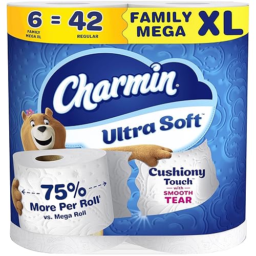 Charmin Ultra Soft Cushiony Touch Toilet Paper, 6 Family Mega XL Rolls = 42 Regular Rolls