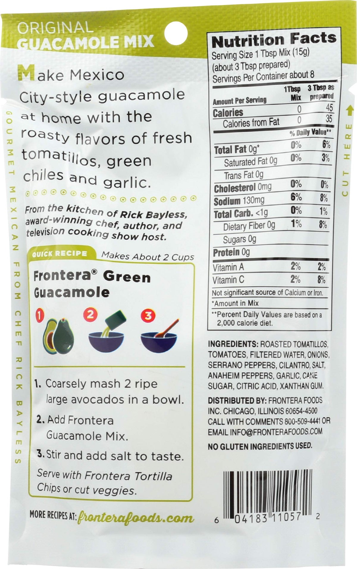 Frontera Foods Inc. Guacamole Mix, Pouch, 4.50-Ounce (Pack of 8)