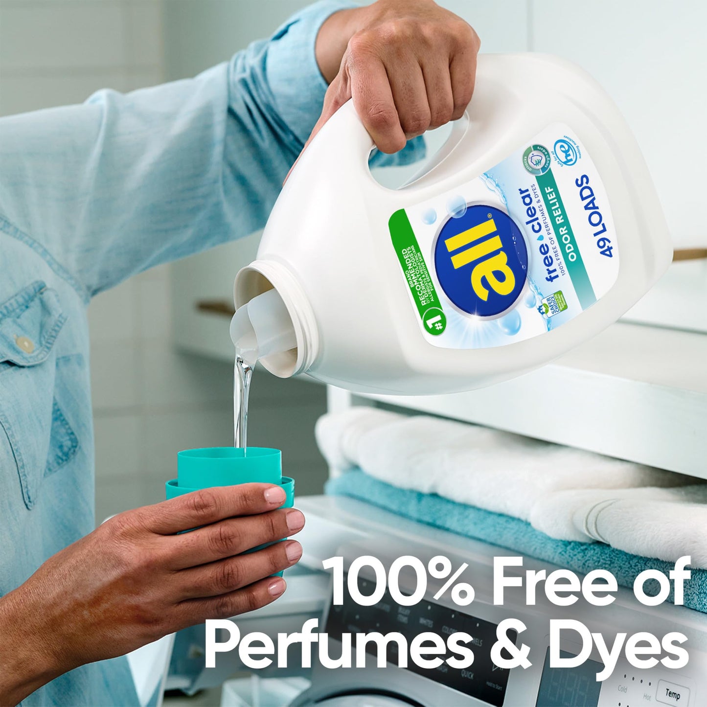 all Liquid Laundry Detergent, Free Clear, Odor Relief, 73 Fluid Ounces, 49 Loads