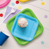 Unique 30900EU Eco-Friendly Square Paper Plates-18 cm-Baby Blue Colour-16 Count (Pack of 1), Pack of 16
