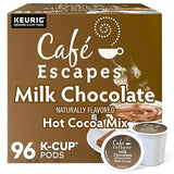 Cafe Escapes, Milk Chocolate Hot Cocoa, Single-Serve Keurig K-Cup Pods, 96 Count (4 Boxes of 24 Pods)