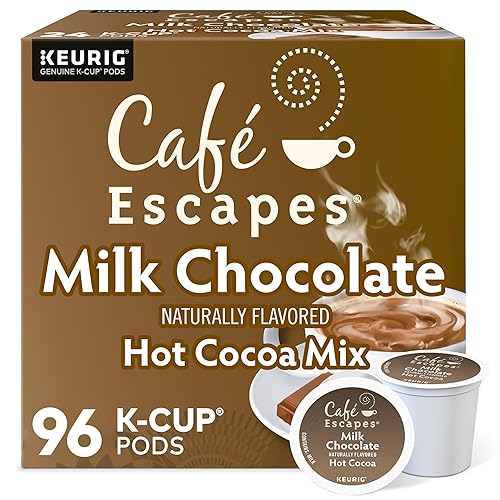 Cafe Escapes, Milk Chocolate Hot Cocoa, Single-Serve Keurig K-Cup Pods, 96 Count (4 Boxes of 24 Pods)