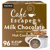 Cafe Escapes, Milk Chocolate Hot Cocoa, Single-Serve Keurig K-Cup Pods, 96 Count (4 Boxes of 24 Pods)