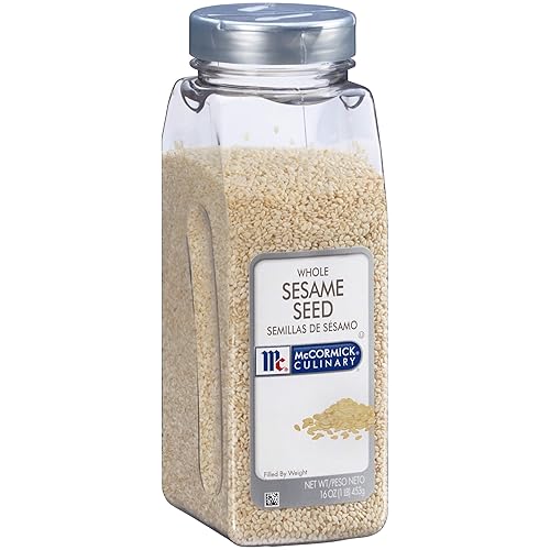 McCormick Culinary Whole Sesame Seed, 16 oz - One 16 Ounce Container of Hulled Whole White Sesame Seeds Perfect for Noodle Dishes, Sushi, Stir-Fries