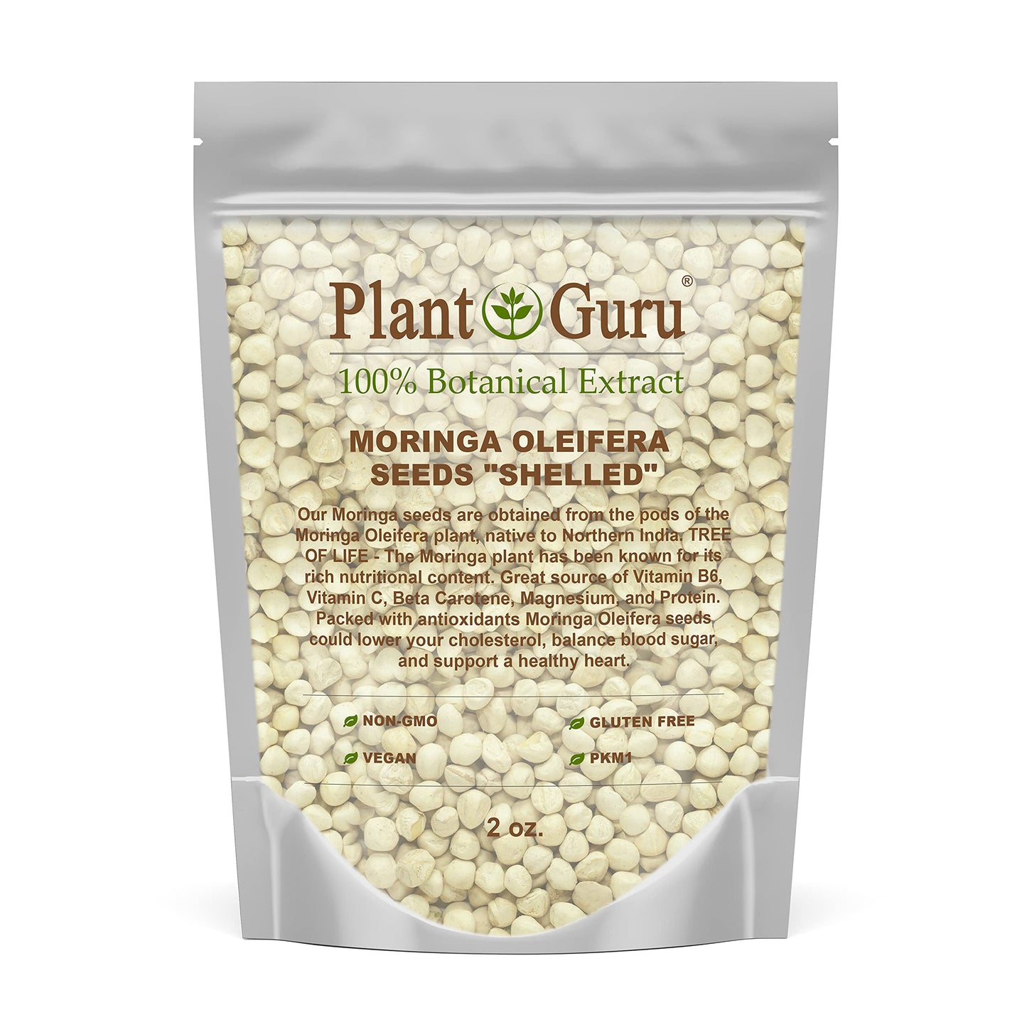 Moringa Seeds Kernel Shelled 2 oz. - Clean PKM1 Variety - Edible - Moringa Oleifera - Malunggay - Semillas De Moringa - Drumstick Tree - Non-GMO - 250