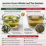 YPHFPDDONT Premium Jasmine Green Tea Bags - Luxury Whole Leaf, Individually Wrapped Eco-Friendly Corn Fiber Sachets, Authentic Chinese Floral Tea, Hot