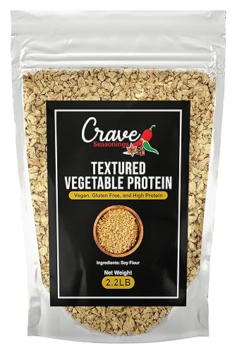 Crave Textured Vegetable Protein, 2.2LB Bag, Vegan, Gluten Free, High Protein Chunks, Unflavored