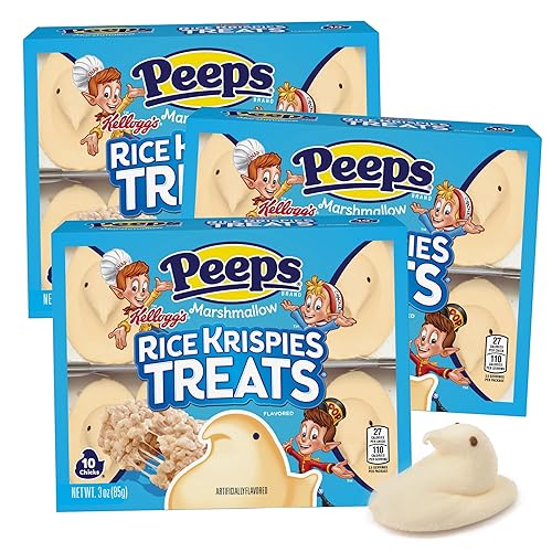 Rice Krispie Treats Peeps, Cereal Flavored Marshmallow Chicks, Easter Basket Stuffer Candy, 3 Ounces (Pack of 3)