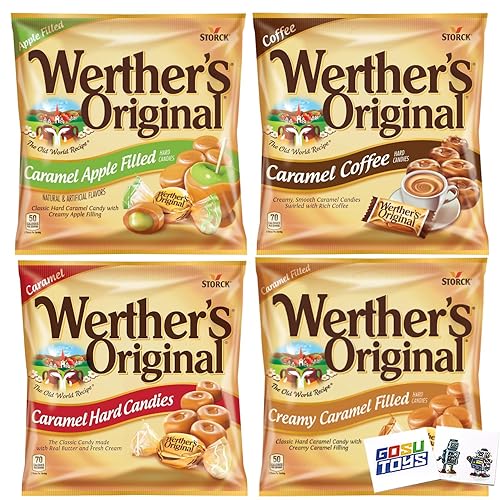 Caramel Candy 4 Pack (All 2.65oz - Original, Apple, Coffee, Creamy) with 2 Gosutoys Stickers