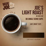Basic Joe Light Roast Coffee Pods - 80 Count | Smooth Single Serve K-Cup Compatible Pods | 100% Arabica | Mild Everyday Coffee | Made in USA