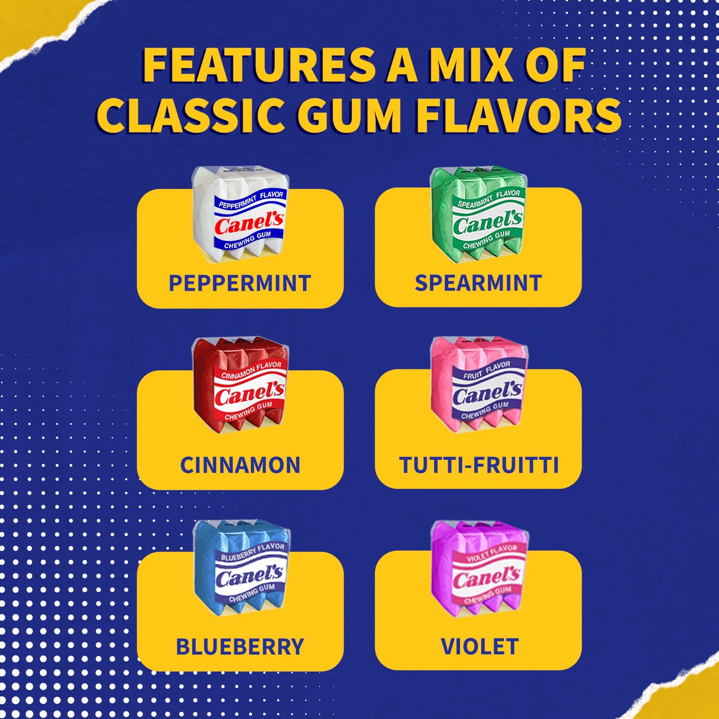 Canel’s Assorted Chewing Gum, 4 Piece Packs in Original Flavors, for Parties and Sharing, 300 Count Jar (Pack of 1)