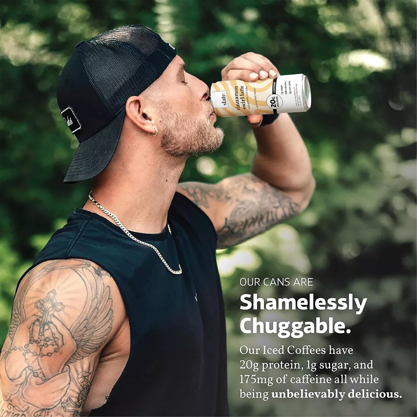 Slate Milk - High Protein Iced Coffee - Cinnamon Swirl Latte - 175mg Caffeine, Lactose Free Energy - 20g Protein, 1g Sugar, 100 Calories, 2g Net