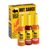 Buffalo Wild Wings Hot Sauce Gift Pack, Includes Classic, Habanero, and Chipotle Hot Sauces, 5 fl oz Bottles, Marinade, and Seasoning for Chicken