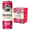 Liquid Remedy Kombucha Sugar Free Organic Drink, Low Calorie, Probiotic Like Tea for Gut Health - Mixed Berry - 12 Fl Oz Can, 4-Pack