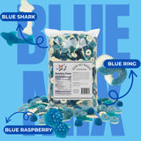 Blue Gummy Candy Mix | 5 Pound Bag | Halal Blue Raspberry Gummy, Rings, Gummy Shark | Blue Gummies for Candy Buffets, Halal Candy, Gummy in Bulk, Fun
